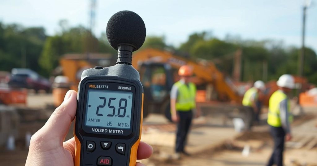 Handheld noise monitoring tool measuring sound levels