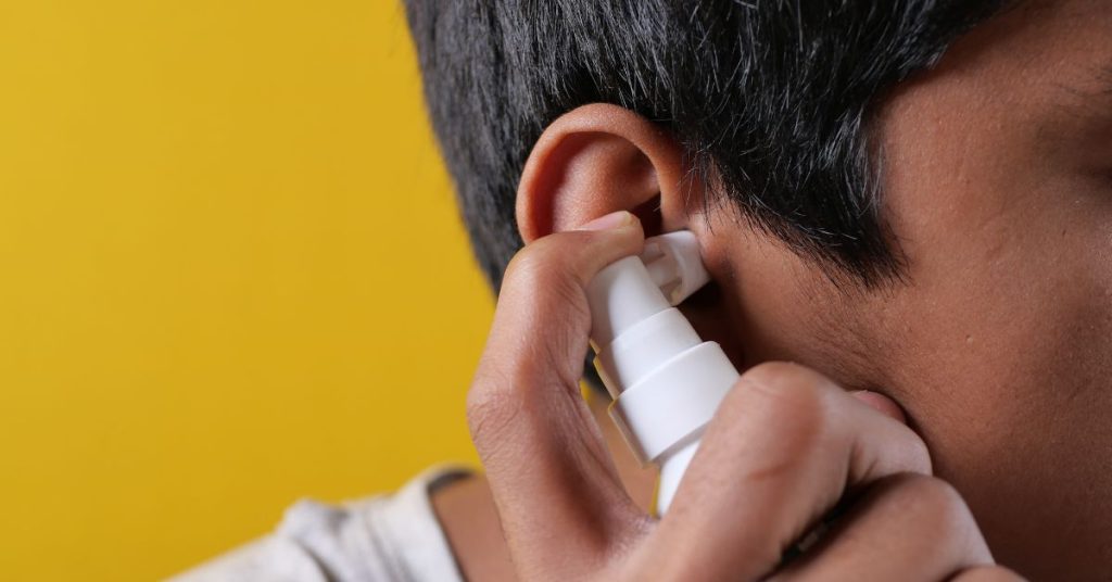 Illustration of conductive hearing loss showing the affected parts of the ear