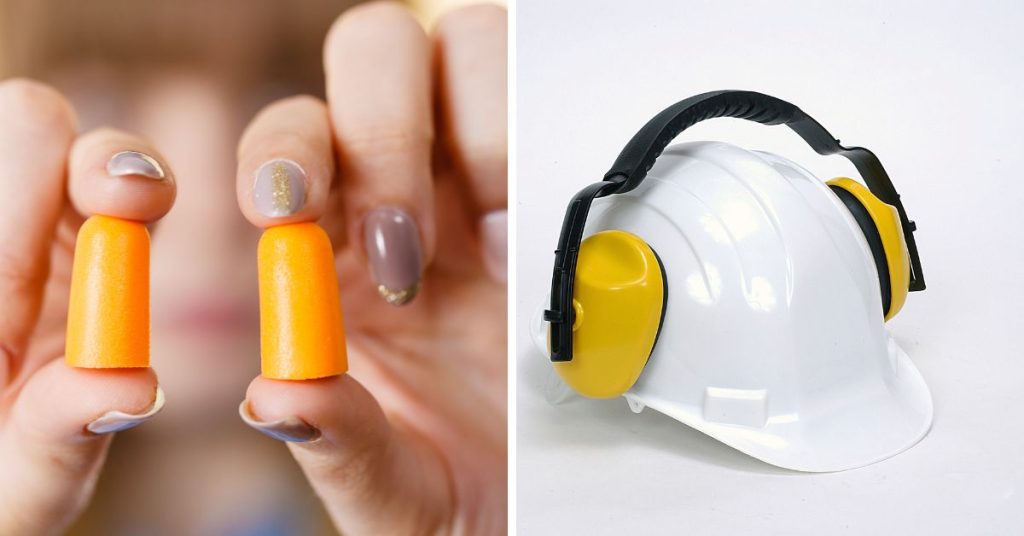 Earplugs and earmuffs side by side for hearing protection comparison