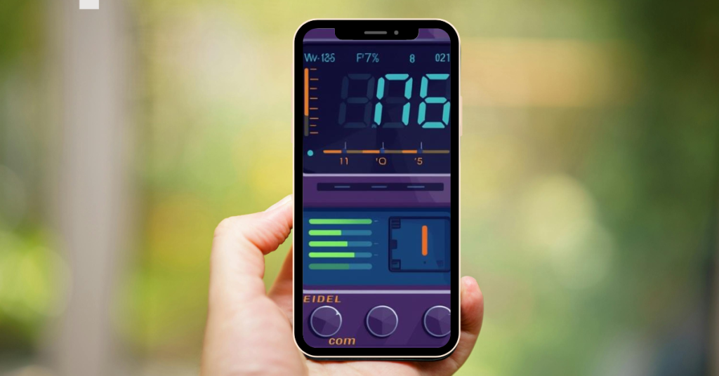 Person using smartphone decibel meter app to measure noise