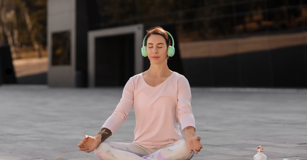 Adult practicing mindfulness meditation to enhance auditory processing