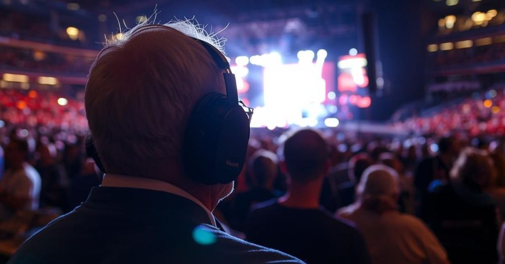 Diagram or scene illustrating temporary threshold shift and hearing protection