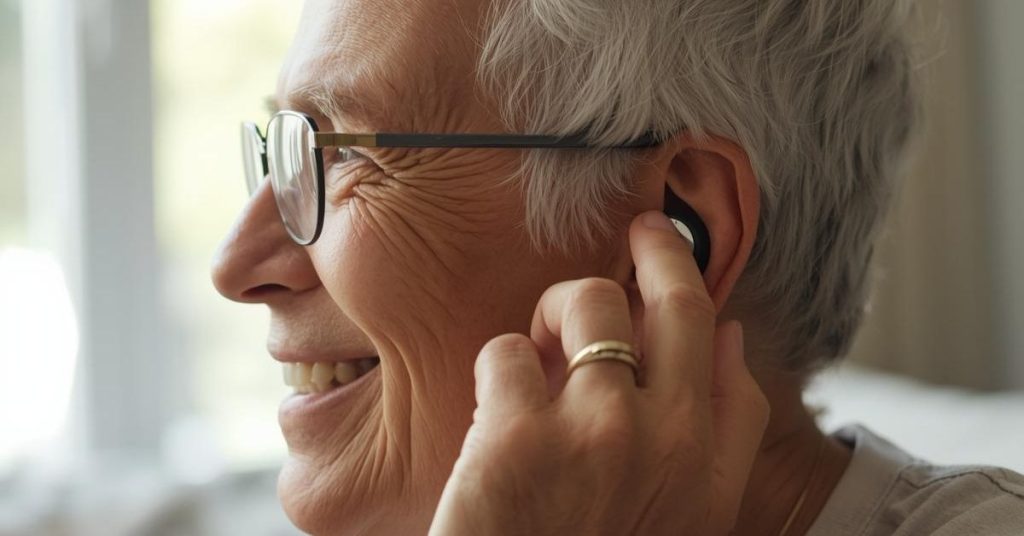 Senior choosing the best hearing aid with modern features