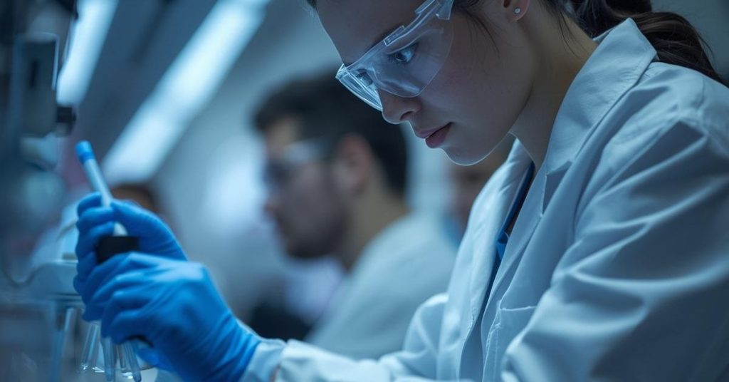 Gene therapy research showing DNA editing and medical innovation