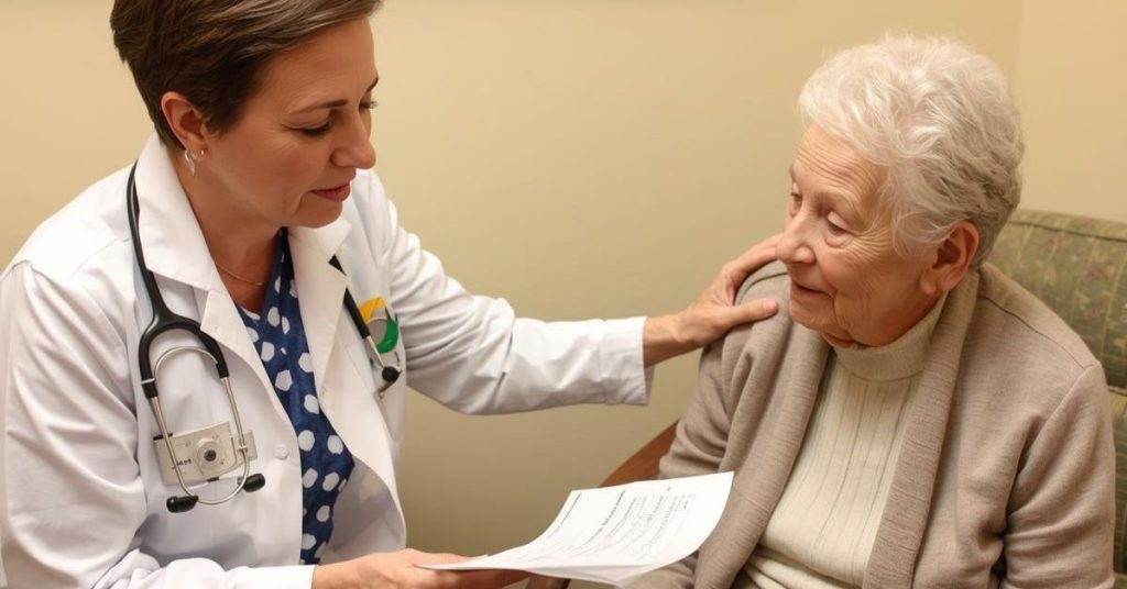 Senior undergoing a hearing test with an audiologist