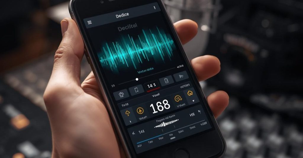 Smartphone measuring sound levels with a decibel meter app